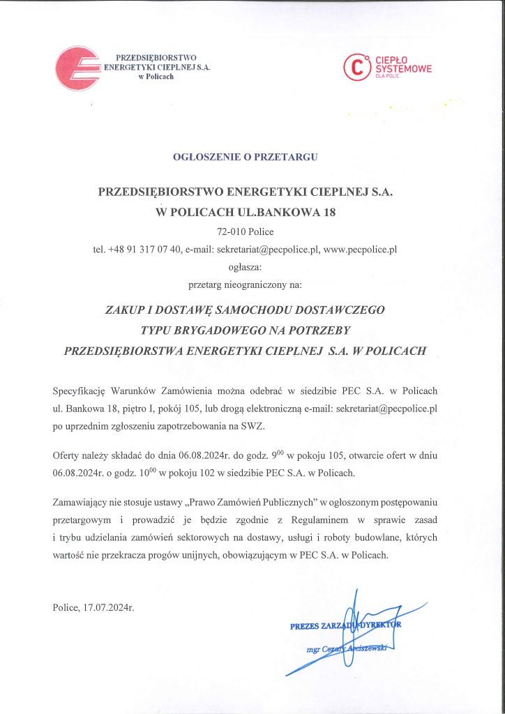 zakup i dostawa samochodu
