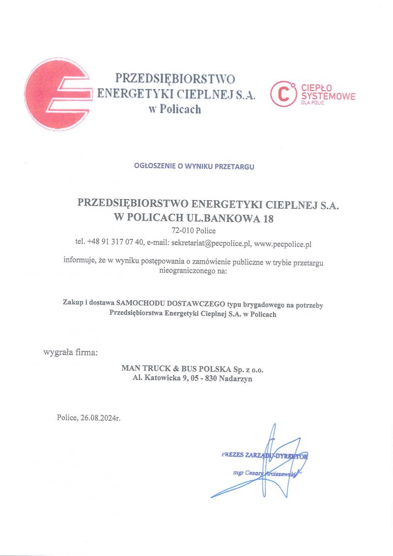 Ogoszenie przetargu samochd dostawczy